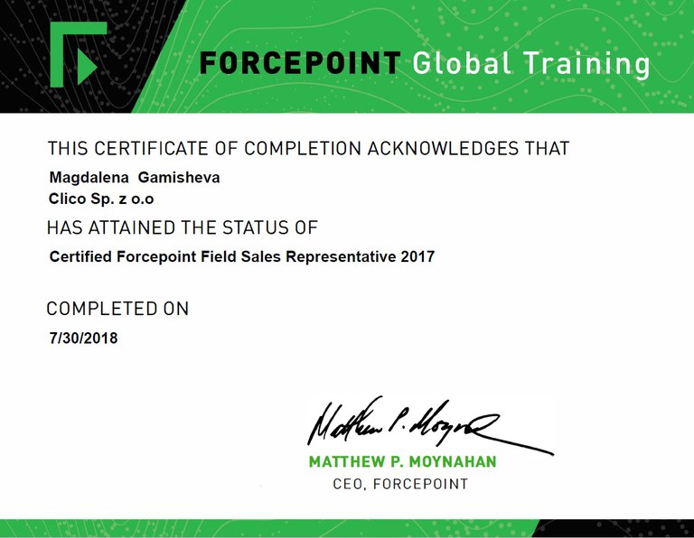 ForcePoint Filed Sales