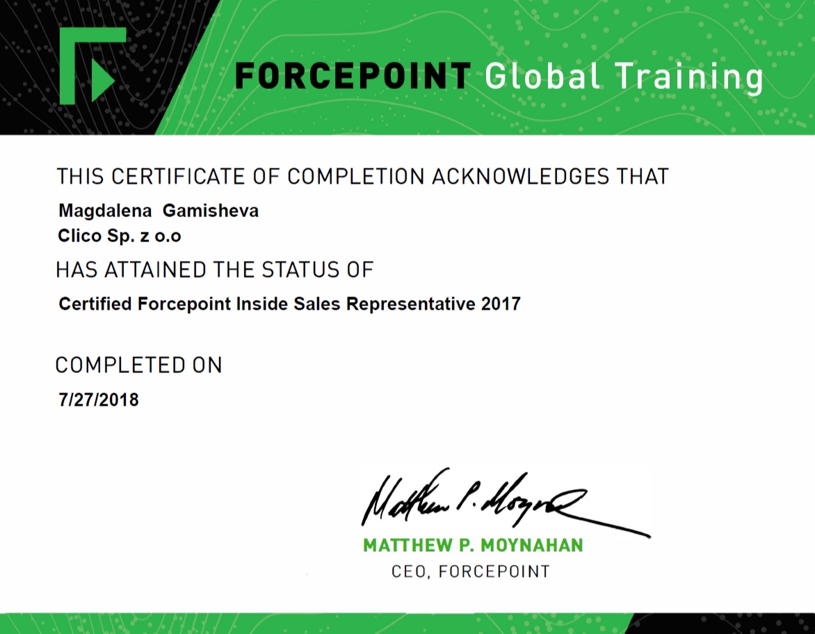 ForcePoint Inside Sales